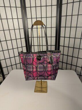 Vintage Coach Poppy Tartan Plaid Glam Bag | Y2K Rare Sigature Pink Purple